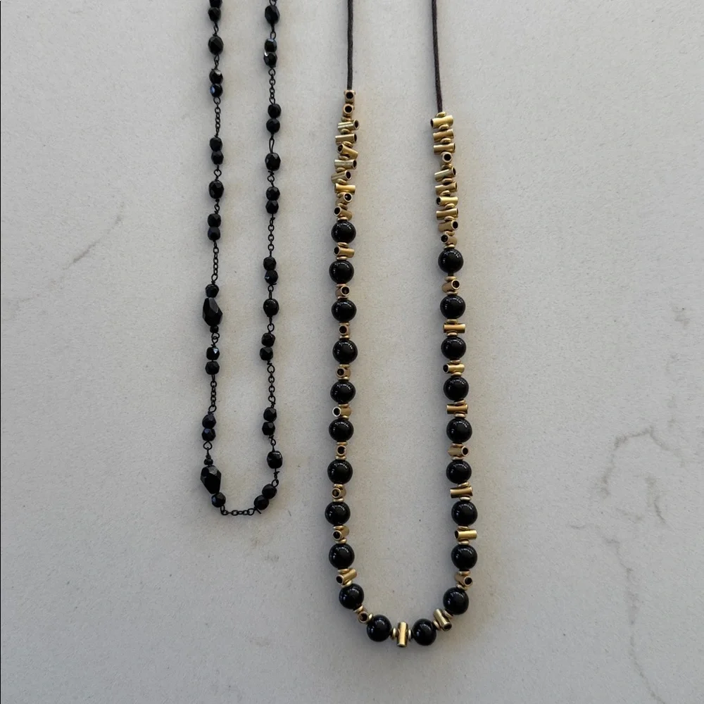 Elegant Black and Gold Beaded Necklace Set NWOT ✨ - Picture 2 of 4